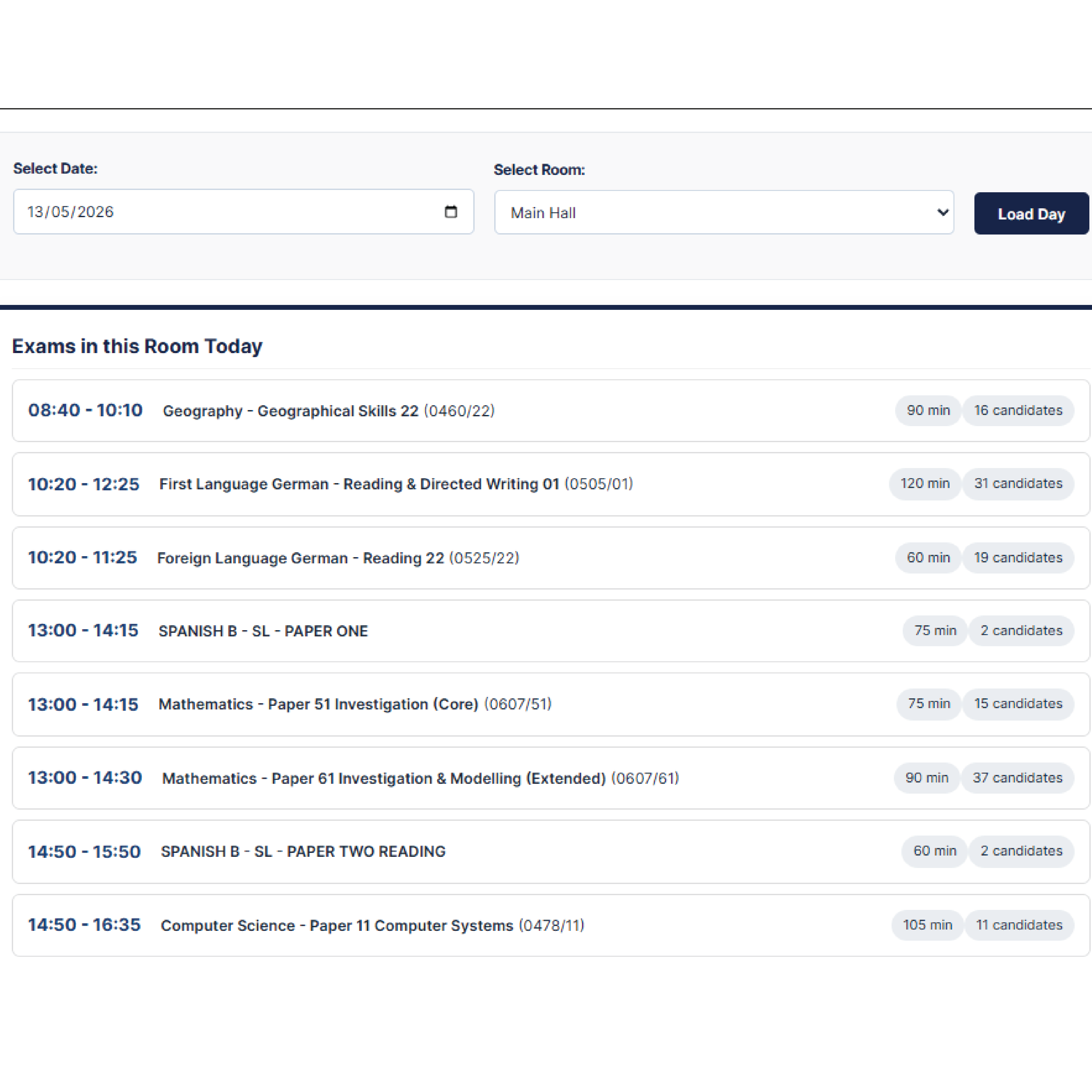 Daily Schedules software screenshot
