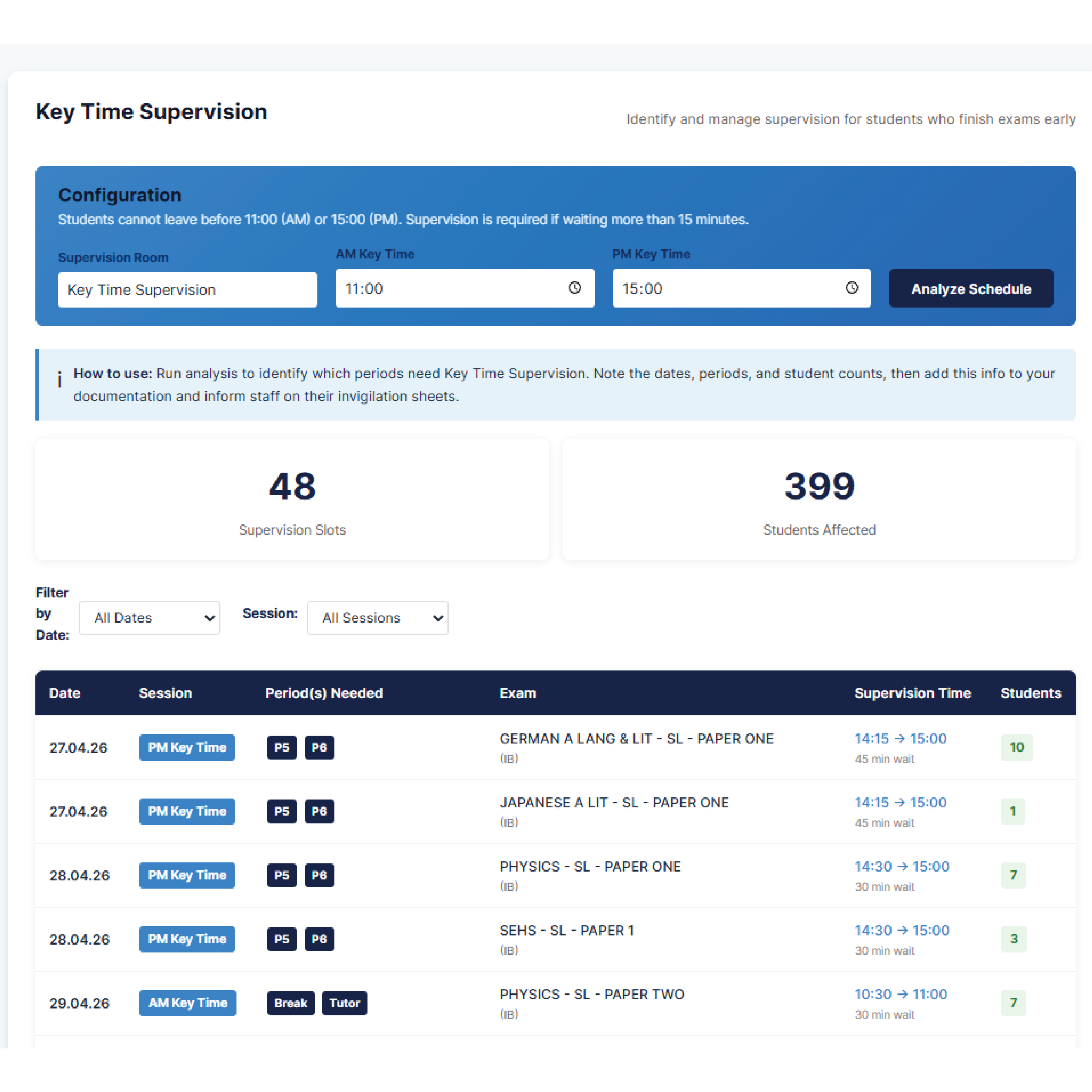 Key Time Supervision software screenshot